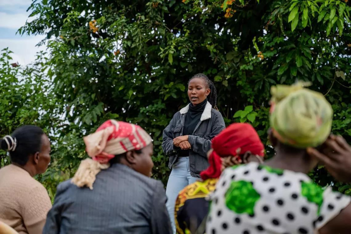 Women's farmer empowerment group meeting outdoors